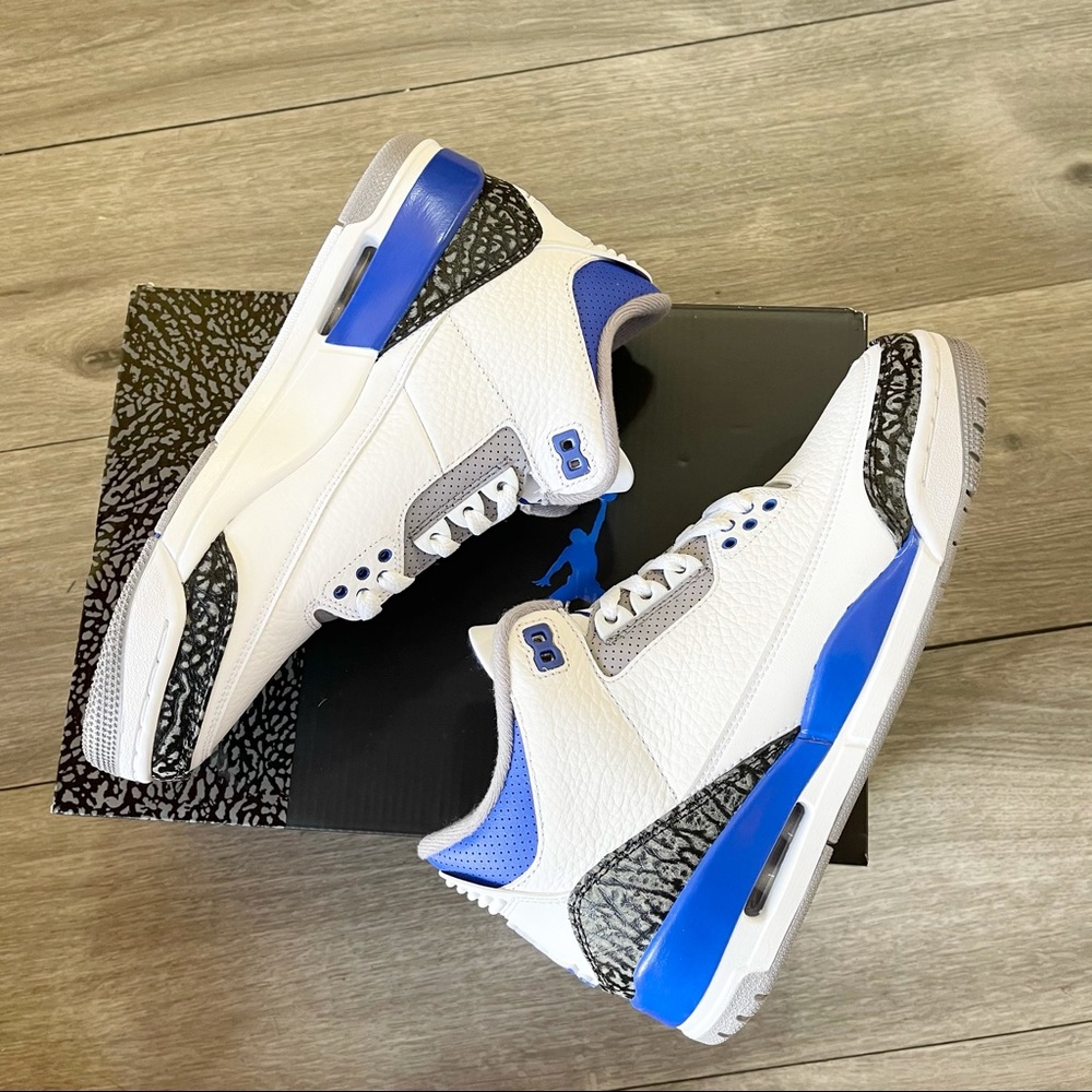 💙Air Jordan 3 Retro Racer Blue Black M8/W9.5💙 - Picture 8 of 9